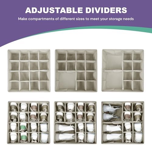 2 Pack Under Bed Shoe Storage Organizer, 16-Compartment Foldable Shoe Storage Boxes with Adjustable Dividers & Clear PVC Lid, Sneakers, Heels, Boots & Sandals Organizer for Closet, Off White - Image 6