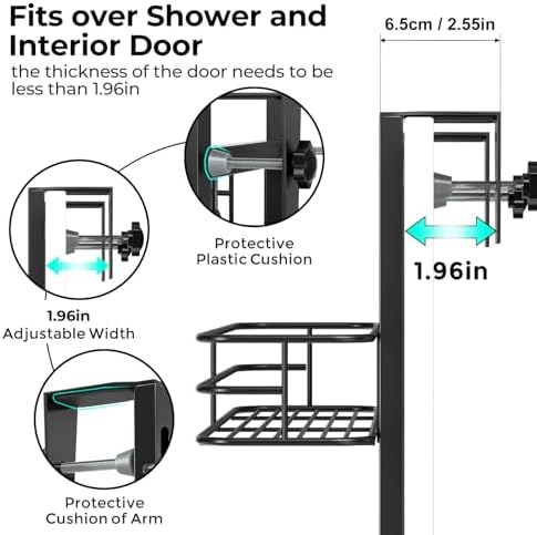 ODesign 3-Tier Over the Door Shower Caddy Hanging,Black - Image 2