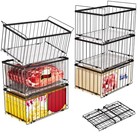 Large Freezer Organizer Bins for 5 to 9 Cu.Ft,Quick Expand/Collapse,6PACK by ANJUBAN