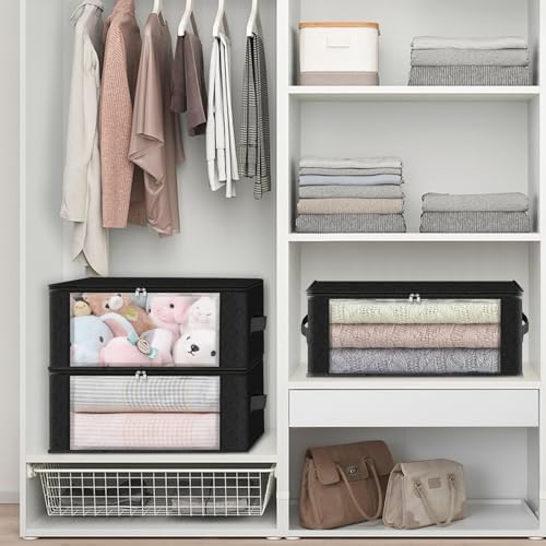 HomeHacks 8-Pack Clothes Organizer Storage Bags, 35L Storage Bins, Black - Image 5
