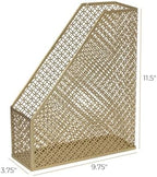 BLU MONACO | Gold Metal Magazine File Holder | Decorative Vertical File Organizer & Book Holder for Desk, Shelves & Office | Stylish Paper Organizer & Workspace Storage - Image 7