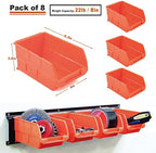 Wallmaster 8-Bin Storage Bins Garage Rack System 2-Tier Orange Tool Organizers Cube Baskets Wall Mount Organizations (Orange) (Pack of 2) - Image 3