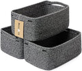 MiniArk Small Storage Baskets for Organizing | Closet Organizer Bins | Shelf Toy Basket | Woven Rope Baskets | Cube Decorative Box | Shallow Basket | 13x8.5x5.1” | 3 Packs Dark Gray by MiniArkStorageBasketsHome