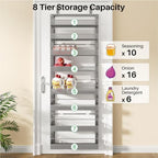 SNTD 8 Tiers Over the Door Organizer, 17" W x 6" D x 69" H, Grey - Image 7