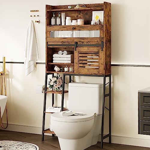 IRONCK Over The Toilet Storage Cabinet with Sliding Barn Door - Image 2