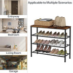 4-Tier Metal Shoe Rack with Wood Top - Durable & Space-Saving Shoe Organizer,Industrial Shoe Organizer Shelf Bench Storagefor Closet Entryway, Bedroom & Hallway - Bronze+Black 28.5 W × 25.5" H - Image 5