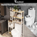 TokeShimi 6-Tier Over the Toilet Storage Rack, Adjustable Wooden Dividers - Image 3