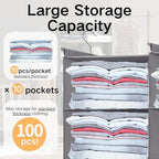 5 Tier Hanging Closet Organizer, Dual Row Wardrobe Storage with Hooks, Grey - Image 6