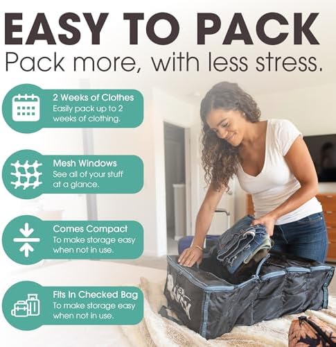 Pack Gear Hanging Suitcase Organizer - Our XL Hanging Luggage Organizer Perfectly Fits Any Suitcase - Our Packing Cubes For Travel Use Mesh Windows to Make Finding Any Outfit Easy (Black, XL) - Image 4
