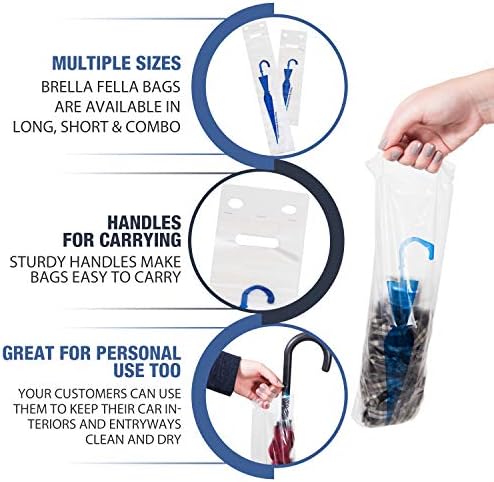 Universal Fit Wet Umbrella Bags - 16.5" Disposable Plastic Bag Dispenser Refills - 1,000 Small Wrappers - Image 4