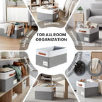 Criusia Large Closet Storage Baskets for organizing 4 Pack, Non-Dust-Absorbing Closet Shelf Organizer Bins with Handles & Labels - Decorative Collapsible Baskets for Living Room Bedroom Nursery Dorm - Image 6