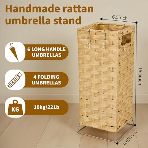 Rattan Umbrella Holder Basket Stand for Entryway - Image 5