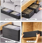 CYhom 3Pcs Under Bed Storage Bins with Metal Frame - Shoe Organizer for Closet with Clear Cover Oxford Fabric Sturdy Underbed Container Foldable Stackable Clothes Organizer (Black, 23.5x11.8x6.3) - Image 3