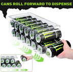 SCAVATA 4 Pack Tall Skinny Can Organizer for Refrigerator, Stackable Large Soda Cans of 16oz & 17oz Beverage Energy Drink Container Holder Dispenser with Lid for Fridge, Clear Storage Plastic Bins - Image 3