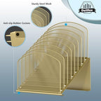 Inclined Desk File Organizer, 8-Section Upright Desk Organizer Standing File Sorter for Office Classroom Desktop Organization (Gold, 8) - Image 5