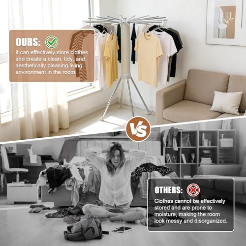Clothes Drying Rack Four Corners, Large Capacity Portable Laundry Drying Rack, Space Saving Design for Indoor Outdoor Use, Multi-Function Clothing Rack, Towel & Blanket Drying Rack for Laundry Room - Image 4