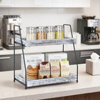 Gurfuy Bathroom Vanity Organizer 2-Tier Wood Countertop Storage Counter Shelf for Makeup Skincare Perfume Jewelry Tray Spice Rack White - Image 5