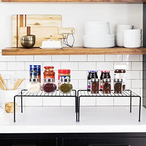 Medium (13.1 x 10.2 Inch) Cabinet Storage Shelf Rack , Kitchen Shelves，Kitchen Counter and Cabinet Shelf, Storage Rack Organizer for Kitchen, Fridge, Cabinet, Bathroom Cupboard& Pantry (4, Black) - Image 2