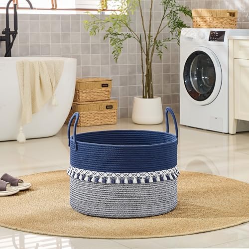 KAKAMAY Large Blanket Basket with Handles, Storage Basket for Living Room - Image 6
