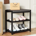 ZHOOGE Small Shoe Bench Shoe Rack Storage Bench Entryway Bench Shoe Shelf with Seat Cushion, Stable Shoe Organizer for Entryway, Living Room, Bench Seat Holds Up to 300 lb, (17"x 10"x 16", L x W x H) by ZHOOGE