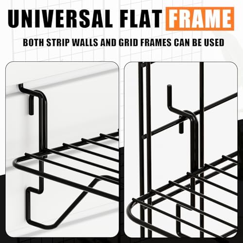 11.8" L x 7.8" D x 5.7" H - 6 Pcs Hanging Straight Shelves, Black Wire Hanging Storage Straight Racks, Organizers for Grid Walls, Slat Walls and Pegboards - Image 5