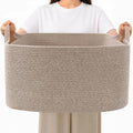 96L Woven Laundry Basket with Handles, Extra Blanket Basket,Brown by HZFTJOY
