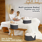 CHAT BLANC Cotton Rope Baskets for Organizing, Shelves, Toys, Storage, Shoe, Bathroom, Laundry, Towel, Nursery, Home Decor, Blanket, Cloth Woven Bins Fabric (Creamy White & Graphite, 15"x10"x9") - Image 5