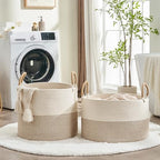 KAKAMAY Large Blanket Basket with Handles, Storage Basket for Living Room - Image 6