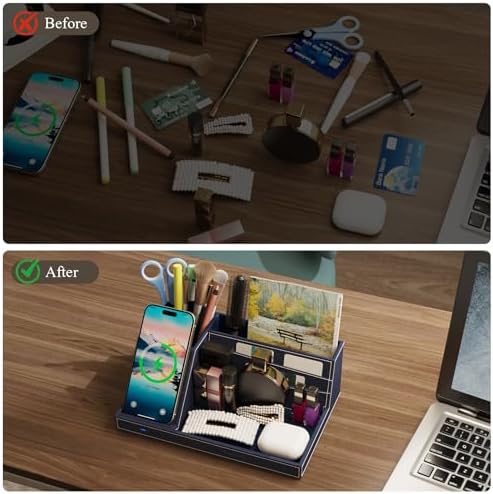 Desk Caddy with Fast Wireless Charger,Pen Holder Charging Station Organizer - Image 2