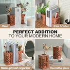 Decorative Roman Column Book Ends & Vase - Heavy Duty Marble Book Ends for Heavy Books, Vintage Home Office Decor, Dual Use as Flower Vase, Natural Stone Bookends for Shelves (2PC, Red) - Image 6