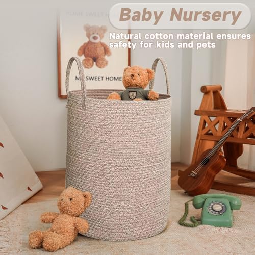 JMvicyroam 80L Cotton Rope Laundry Basket Hamper, Oatmeal - Image 2