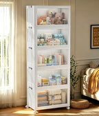 Hanyi 415 QT 5-Tier Stackable Storage Bins with Lids, Clear Doors, 4 Wheels by Unknown
