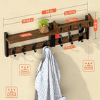 29'' Rustic Coat Rack Wall Mount with Shelf, Solid Wood Coat and Key Hanger with 11 Metal Hooks, Farmhouse Wall Organizer for Mail, Entryway Wall Hangers for Hats, Clothes, Backpacks, Mudroom - Image 5