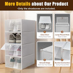 24-Pack Clear Plastic Shoe Boxes, Stackable Foldable Shoe Storage Containers with Lids for Closet Organization - Image 3