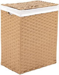 Seville Classics Premium Handwoven Portable Laundry Bin Basket with Carrying Handles, Household Storage for Clothes, Linens, Sheets, Tan, Rectangular Hamper by Unknown