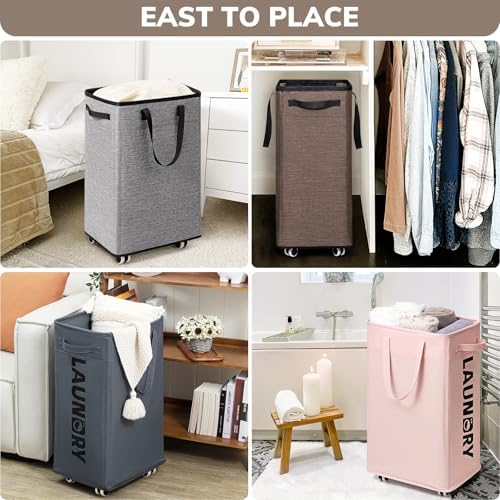 Goodpick 75L Collapsible Laundry Baskets with Removable Wash Bag and Wheels - Image 6
