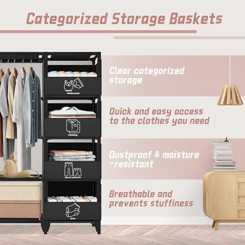 Portable Closet, Easy Assembly, Large Capacity Wardrobe Closet - Image 3