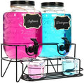 Roetell 2 Sets 1 Gallon Laundry Detergent Dispenser with Stand, Measuring Cup, Glass Laundry Detergent Containr for Laundry Room Organization by Roetell