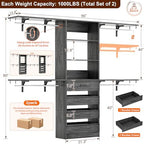 Aheaplus Closet System, Wood Closet Organizer System with Drawers,Black Oak - Image 7