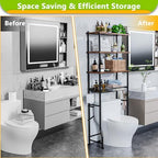 Over-The-Toilet Storage Shelf,4-Tier Bathroom Organizer Cabinet Rack And Storage Over Toilet With Shelf Waterproof Feet Pad And Basket,Multifunctional Space Saver Freestanding Bathroom Shelves（Brown） - Image 5