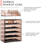 Sorbus Makeup Organizer, 6-Drawer Acrylic 2-Piece Set (Bronze Glow) - Image 4