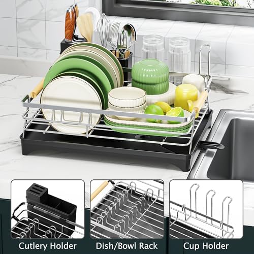 Epicano Dish Drying Rack for Kitchen Counter,Large Capacity,Silver - Image 3