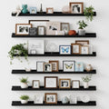 upsimples Floating Shelves for Wall Decor and Storage, Black, 6Pcs 47.3'' by upsimples
