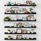 upsimples Floating Shelves for Wall Decor and Storage, Black, 6Pcs 47.3'' by upsimples