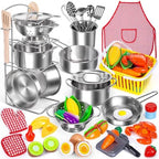 Kids Pretend Play Kitchen Toys Accessories Set, 32pcs Stainless Steel by Hohosunlar