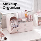 Makeup Organizer Countertop with Makeup Brush Holder,Pink - Image 3