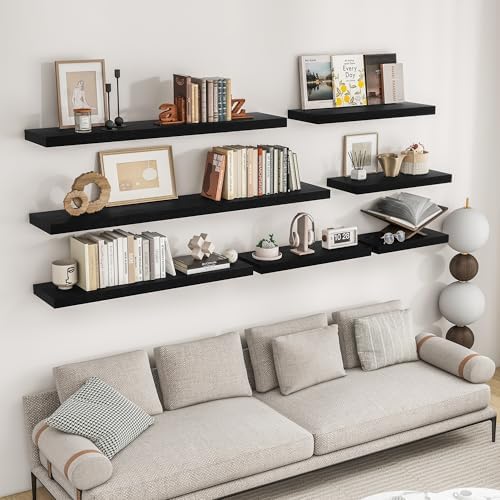 RICHFOCUS Long Floating Shelves for Wall 1Pack, Black, 55" Lx8 D - Image 2