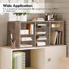 HOOBRO Countertop Mail Sorter Organizer, Wooden Literature Organizer, Student Mailbox for Classroom, Desktop Bill Organizer for Office Home School, 12 Compartments, Greige BG43WF01 - Image 5