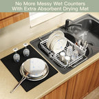 MAJALiS White Expandable Dish Drying Rack Over Sink with Extra Drying Mat - Image 5