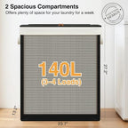 STO STO 2 Section Laundry Hamper with Lid, 140L Steel-Frame Double Laundry Hamper with Removable Washable Liner, Breathable Large Laundry Basket for Bedroom, Bathroom, Laundry Room, Dorm, Closet - Image 3